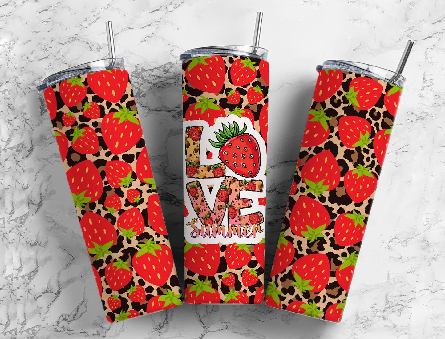 Love Summer - Strawberries 20oz Tumbler