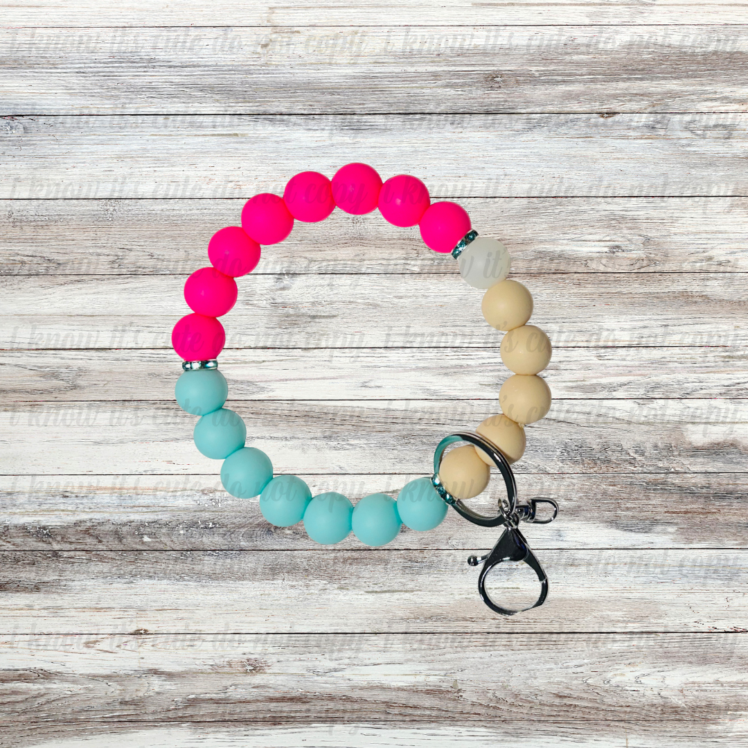 Pink & Turquoise Sand Keyring