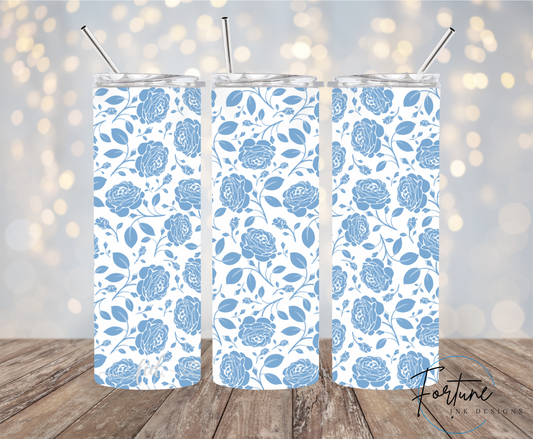 Blue Floral 20oz Tumbler