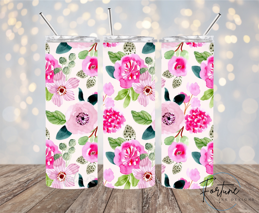 Pink Floral 20oz Tumbler