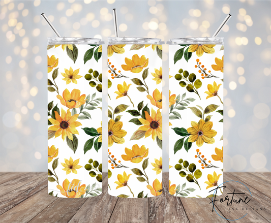 Yellow Floral 20oz Tumbler